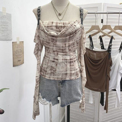 Buckled Plaid Long-Sleeve Shirt with Modern Edge