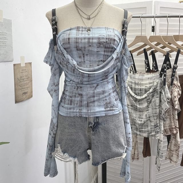 Buckled Plaid Long-Sleeve Shirt with Modern Edge