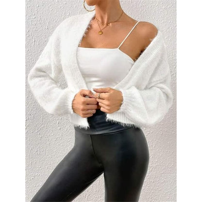 Fluffy Open Front Crop Cardigan