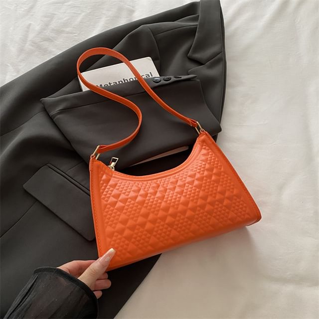 Faux Leather Textured Shoulder Bag