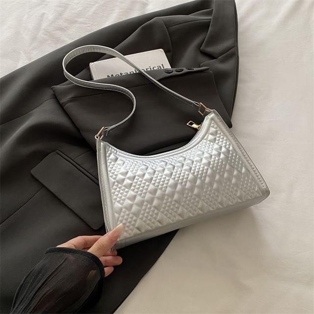 Faux Leather Textured Shoulder Bag