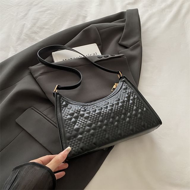 Faux Leather Textured Shoulder Bag