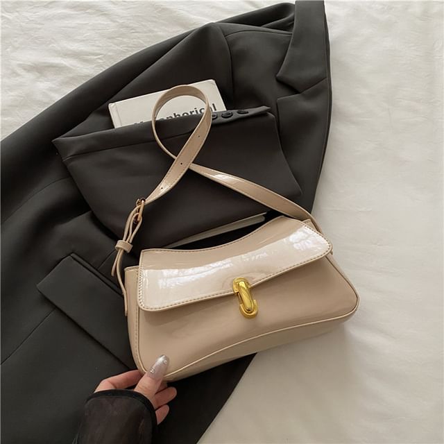 Faux Leather Flap Shoulder Bag