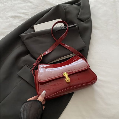 Faux Leather Flap Shoulder Bag