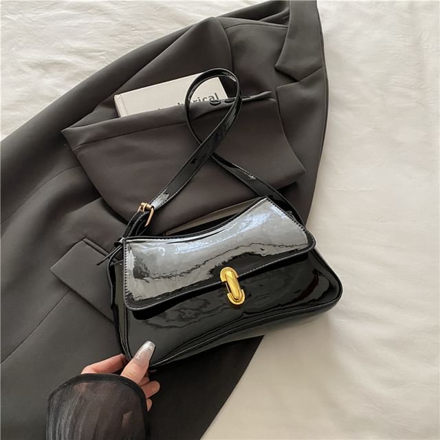 Faux Leather Flap Shoulder Bag