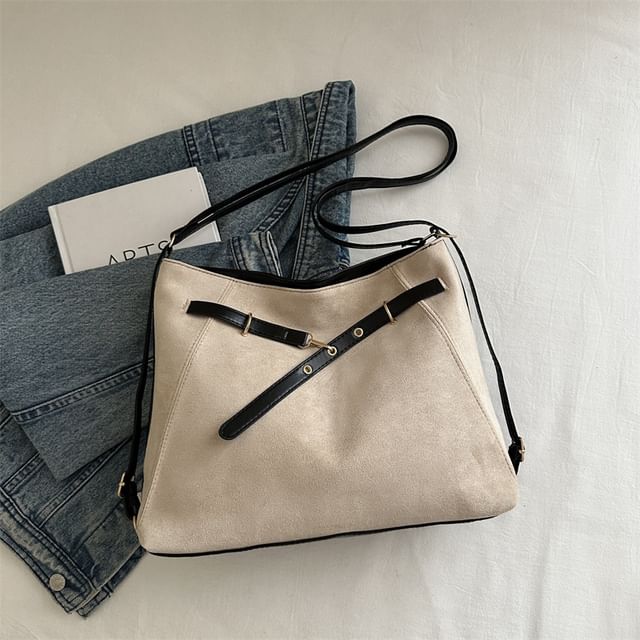 Faux Leather Two Tone Shoulder Bag