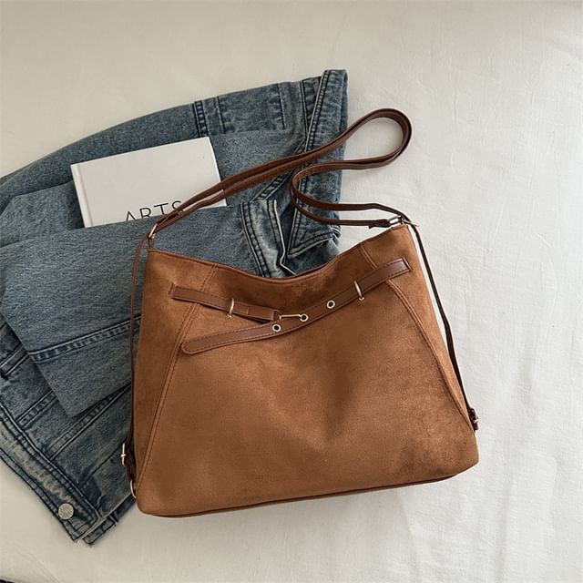 Faux Leather Two Tone Shoulder Bag
