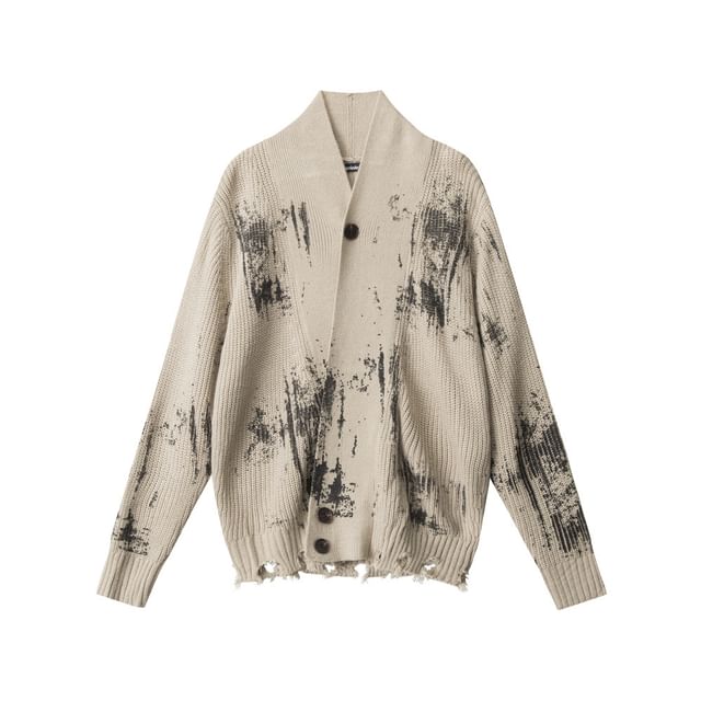 Tie-Dyed V-Neck Long Sleeve Loose-Fit Cardigan