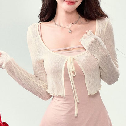 Spaghetti Strap Mini A-Line Dress with Crop Cardigan