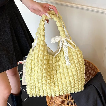 Puffed Plain Shoulder Bag
