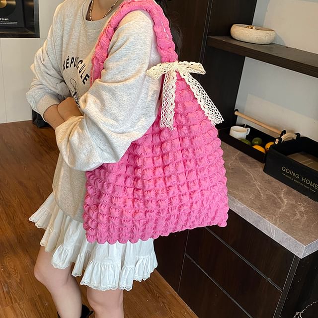 Puffed Plain Shoulder Bag