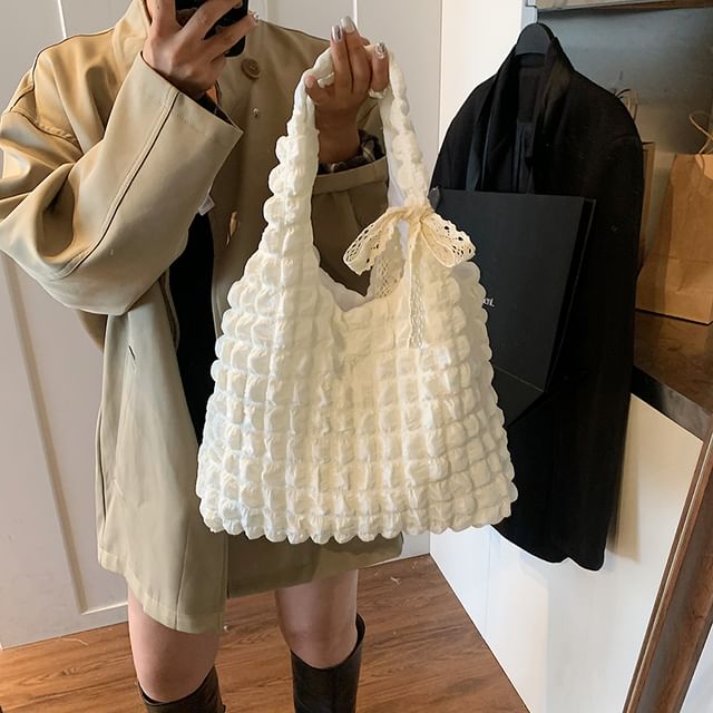 Puffed Plain Shoulder Bag
