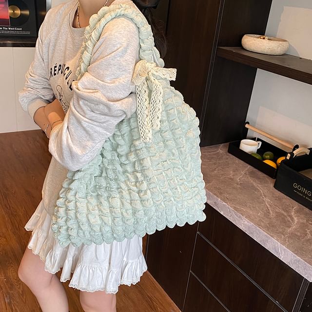Puffed Plain Shoulder Bag