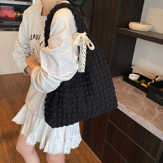 Puffed Plain Shoulder Bag
