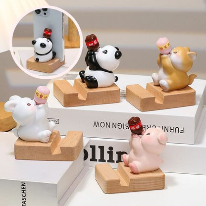 Animal Resin Wooden Desktop Phone Stand (Various Designs)