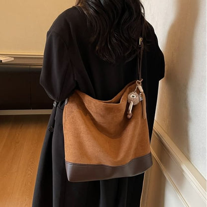 Faux Leather Two Tone Crossbody Bag