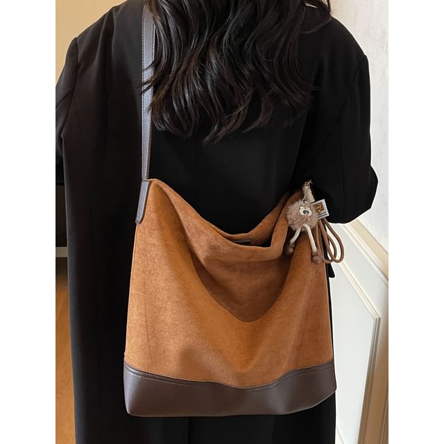 Faux Leather Two Tone Crossbody Bag