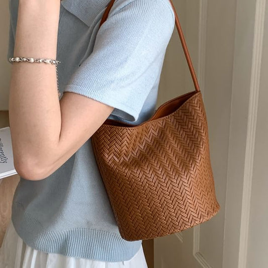 Woven Bucket Shoulder Bag
