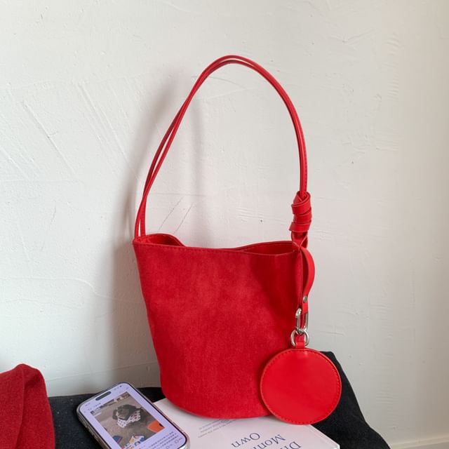 Faux Suede Bucket Shoulder Bag