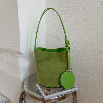 Faux Suede Bucket Shoulder Bag