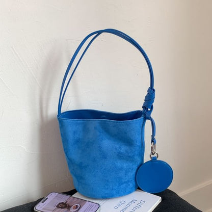Faux Suede Bucket Shoulder Bag
