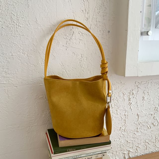 Faux Suede Bucket Shoulder Bag