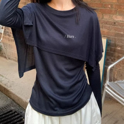 Mock Two-Piece Crewneck Tee with Long Sleeves