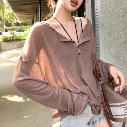 Classic Henley Tee with Long Sleeves