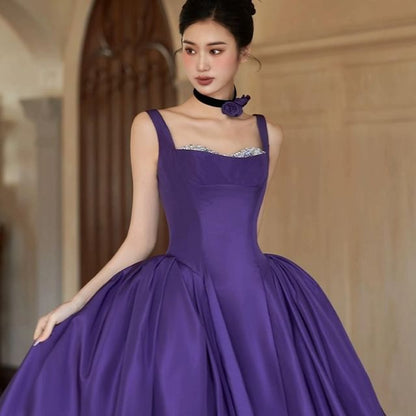 Sleeveless Square Neck A-Line Evening Gown