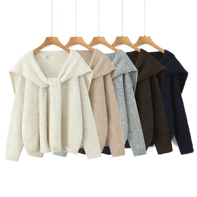 Set: V-Neck Knit Sweater & Matching Shawl