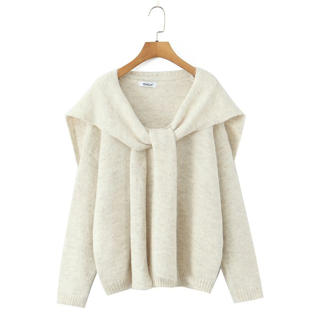 Set: V-Neck Knit Sweater & Matching Shawl