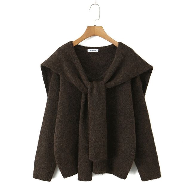 Set: V-Neck Knit Sweater & Matching Shawl