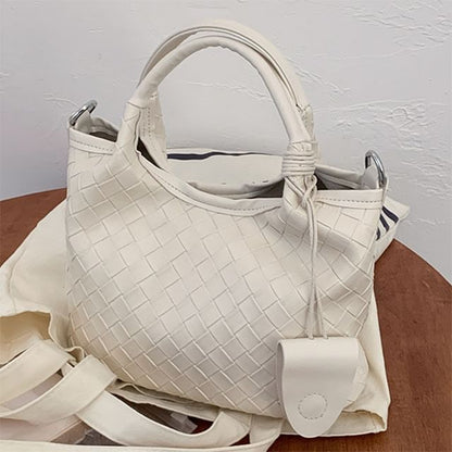 Faux Leather Woven Shoulder Bag