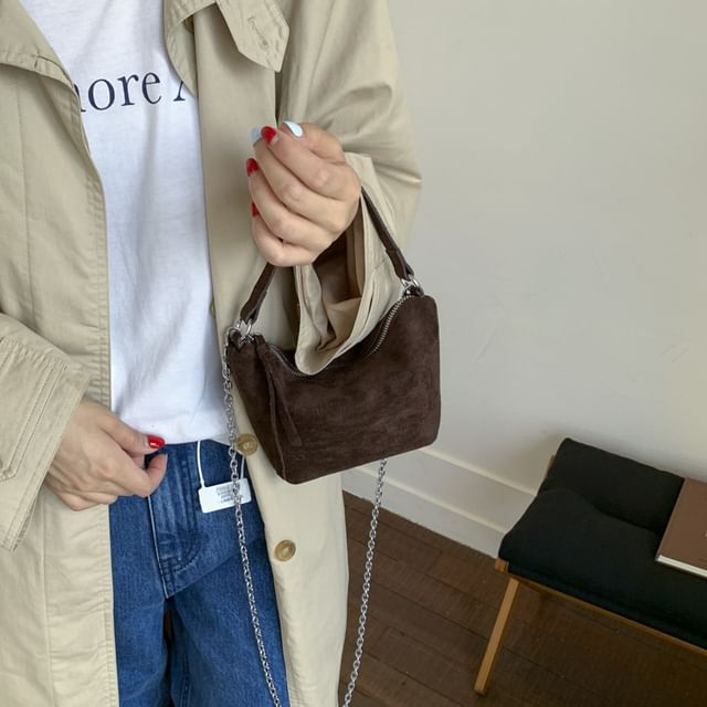 Faux Suede Crossbody Shoulder Bag