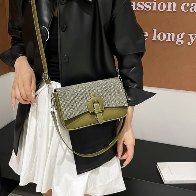 Buckle Flap Panel Crossbody Shoulder Bag