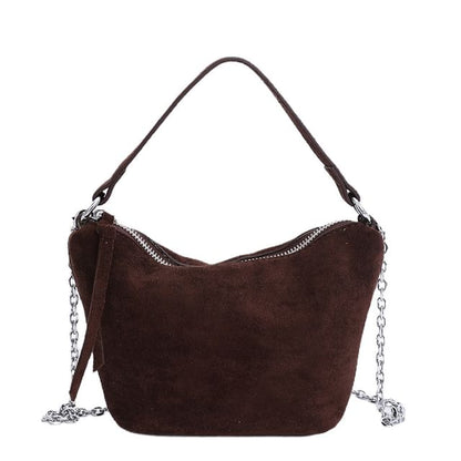 Faux Suede Crossbody Shoulder Bag