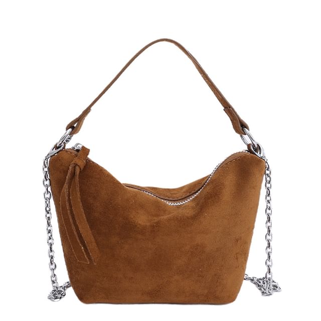 Faux Suede Crossbody Shoulder Bag