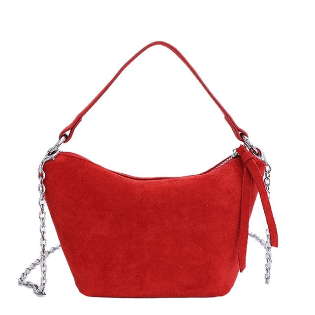 Faux Suede Crossbody Shoulder Bag