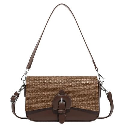 Buckle Flap Panel Crossbody Shoulder Bag
