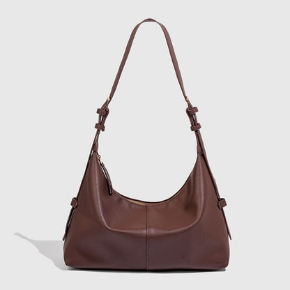 Faux Leather Plain Hobo Bag