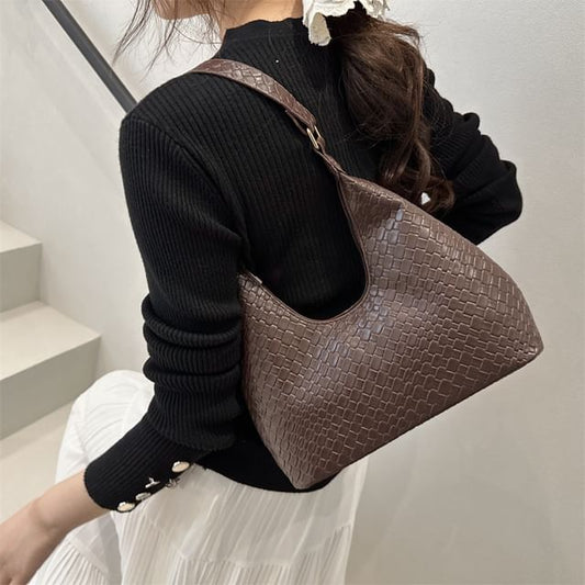 Woven Plain Shoulder Bag