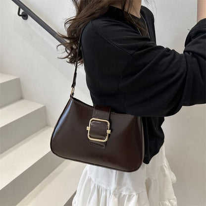 Buckled Plain Shoulder Bag