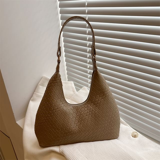 Woven Plain Shoulder Bag