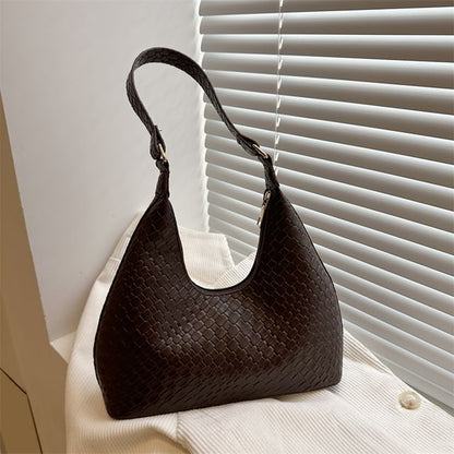 Woven Plain Shoulder Bag