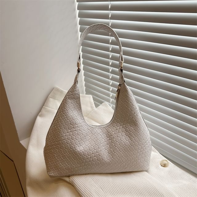 Woven Plain Shoulder Bag