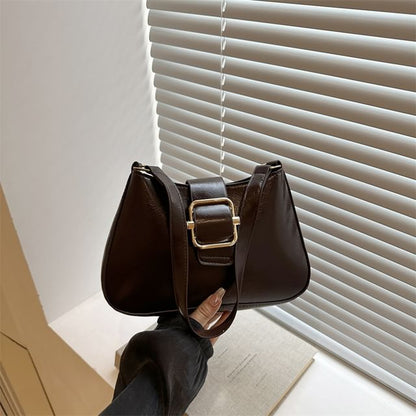 Buckled Plain Shoulder Bag