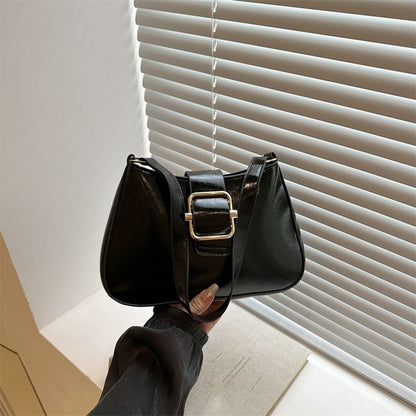Buckled Plain Shoulder Bag