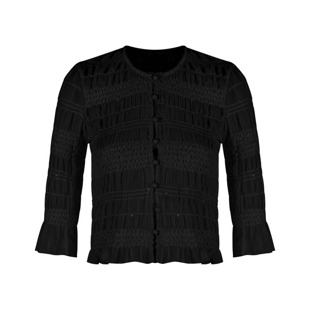 Ruched Elbow-Sleeve Solid-Tone Blouse with Soft Drape