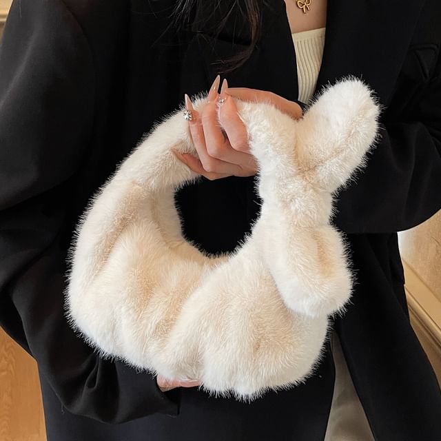 Plain Fluffy Shoulder Bag