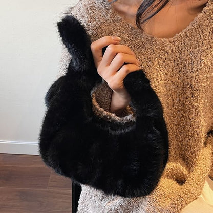 Plain Fluffy Shoulder Bag